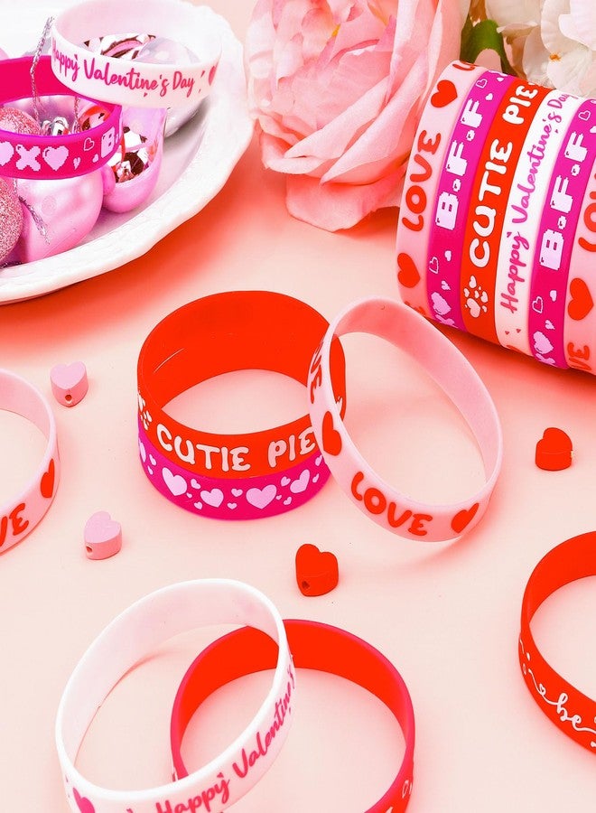 VICROIC 30 PCS Valentine's Day Rubber Bracelets, Valentines Silicone Wristbands bulk for Valentines Day Gifts, Prizes, Valentine Goodie Bag Stuffers, Valentine Party Favor Supplies - Image 4